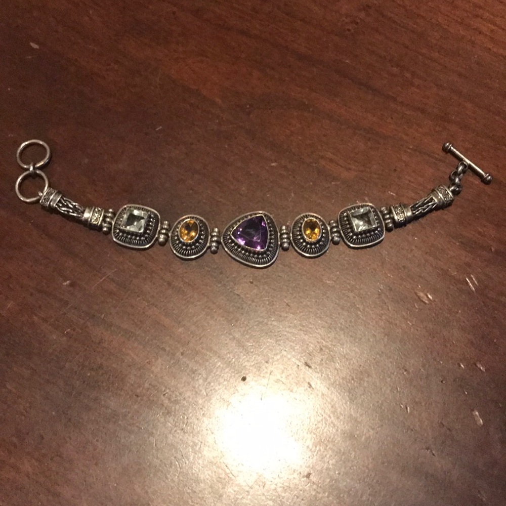 QVC Artisan Sterling Silver Multi-Gem Bracelet